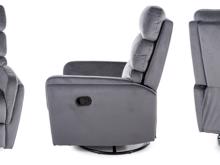 Fotogalerie Relaxační otočné a houpací křeslo Velvet – šedé, pro seniory