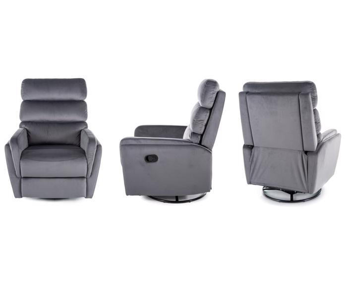 Ilustrační fotografie - Relaxační otočné a houpací křeslo Velvet – šedé, pro seniory