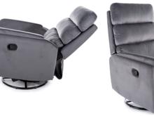 Fotogalerie Relaxační otočné a houpací křeslo Velvet – šedé, pro seniory