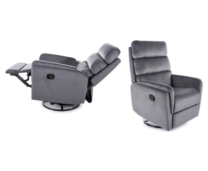Ilustrační fotografie - Relaxační otočné a houpací křeslo Velvet – šedé, pro seniory