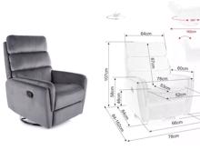 Fotogalerie Relaxační otočné a houpací křeslo Velvet – šedé, pro seniory