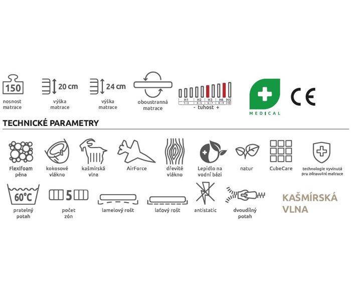 Matrace Tropico Romantika Kašmír 20 80x200 cm + polštářek zdarma - vlastnosti