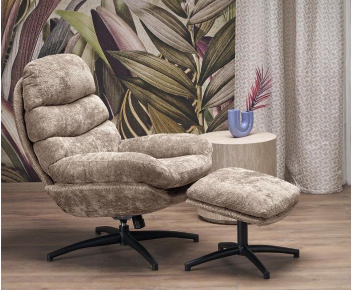 Fotogalerie Designové houpací křeslo Dario s podnožkou - béžové