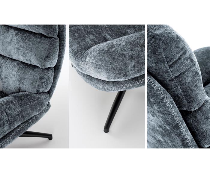 Fotogalerie Designové houpací křeslo Dario s podnožkou - tmavě modré