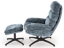 Fotogalerie Designové houpací křeslo Dario s podnožkou - tmavě modré