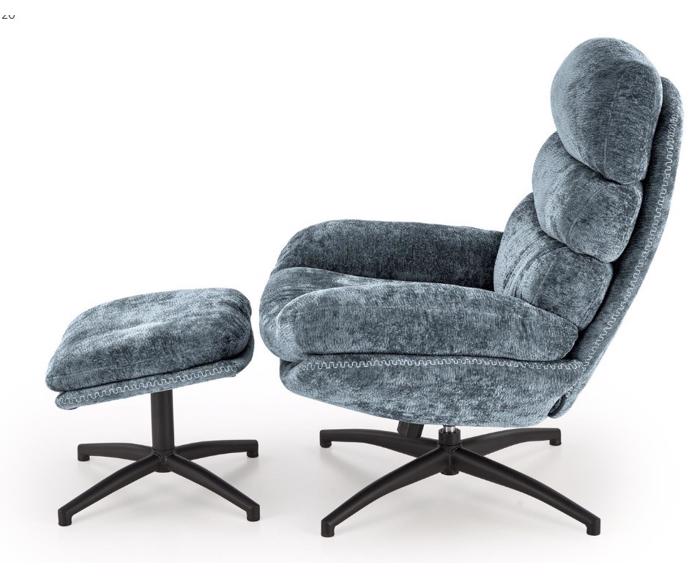 Fotogalerie Designové houpací křeslo Dario s podnožkou - tmavě modré