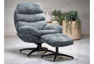 Designové houpací křeslo Dario s podnožkou - tmavě modré