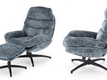 Fotogalerie Designové houpací křeslo Dario s podnožkou - tmavě modré