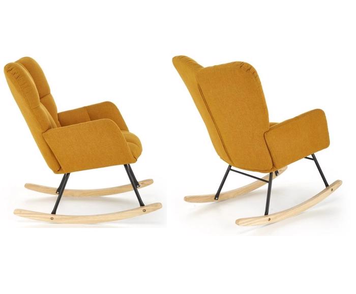 Houpací křeslo Vasco Halmar – hořčicová - pohled z boku a zezadu