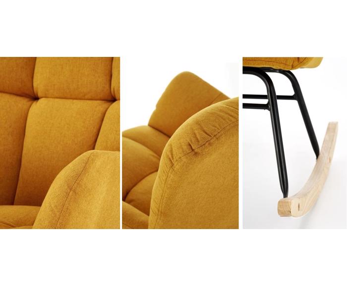 Houpací křeslo Vasco Halmar – hořčicová - detaily