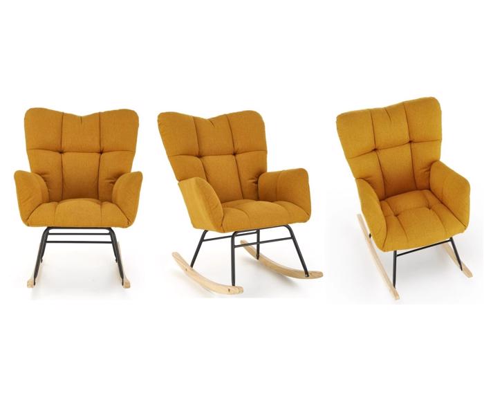 Houpací křeslo Vasco Halmar – hořčicová - náhled