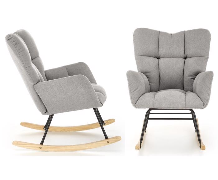 Skandinávské houpací křeslo Vasco – šedá - boční a čelní pohled