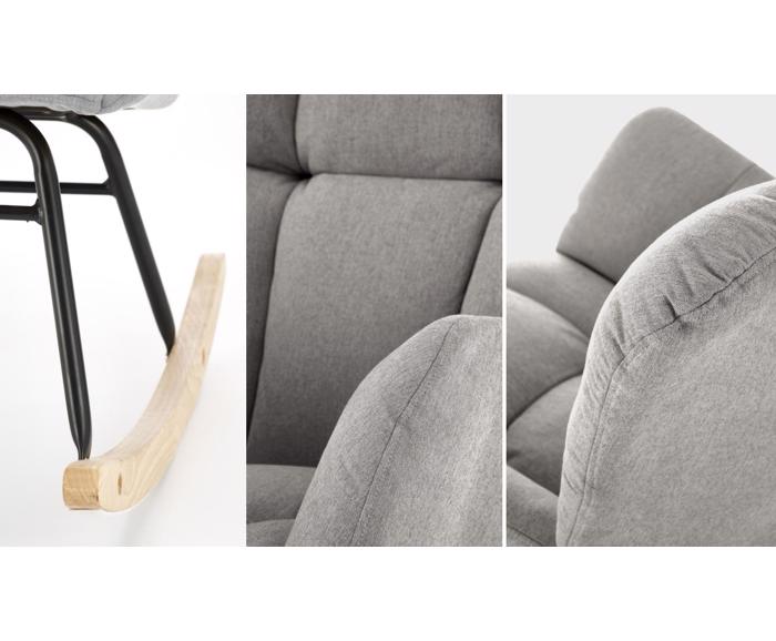 Skandinávské houpací křeslo Vasco – šedá - detaily zpracování a prošití