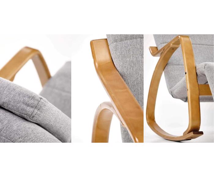 Skandinávské houpací křeslo Prime Halmar – Popelavě šedá - detaily zpracování