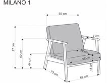 Fotogalerie Designové retro křeslo MILANO 1S, látka Castel olivová