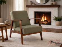 Fotogalerie Designové retro křeslo MILANO 1S, látka Castel olivová