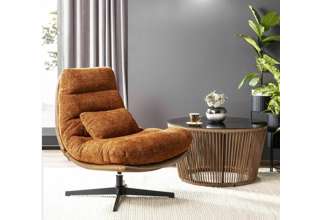 Luxusní otočné křeslo Felicia Raven – skořicová v interiéru