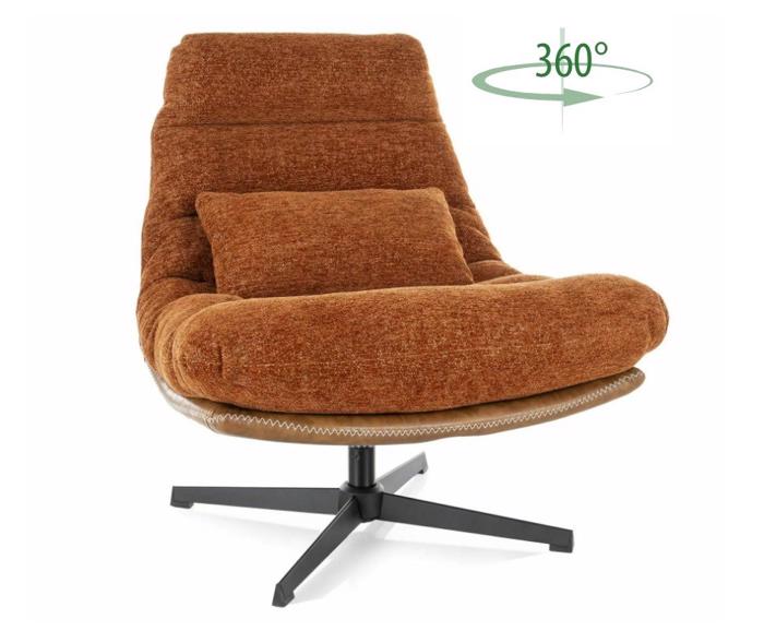 Luxusní otočné křeslo Felicia Raven – skořicová - náhled