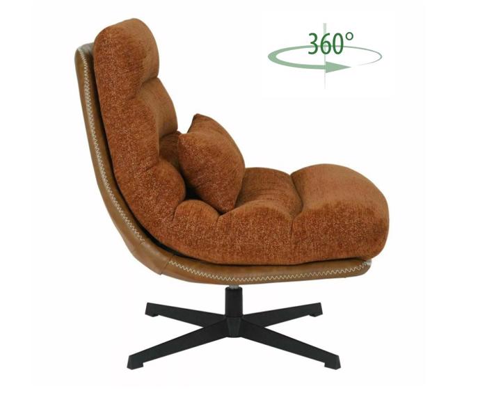 Luxusní otočné křeslo Felicia Raven – skořicová - boční pohled, prošití