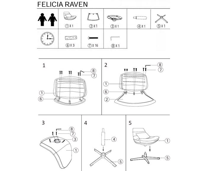 Luxusní otočné křeslo Felicia Raven – skořicová - montážní návod