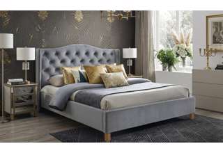 Čalouněná postel 160x200 Aspen Velvet – Šedá (Bluvel 14) s roštem