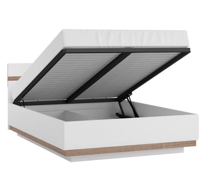 Fotogalerie Postel 160x200 Lino Typ 94 s roštem a úložným prostorem – Bílý extra vysoký lesk