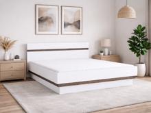 Fotogalerie Postel 160x200 Lino Typ 94 s roštem a úložným prostorem – Bílý extra vysoký lesk