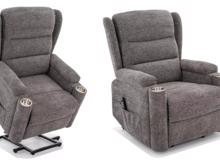 Fotogalerie Elektrické polohovací křeslo pro seniory Minos Raven s držáky nápojů – šedé