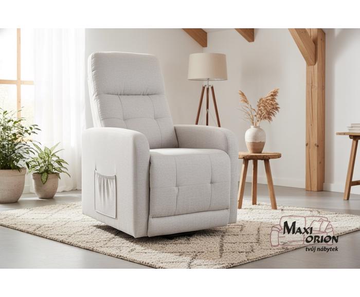 Fotogalerie Elektrické relaxační křeslo pro seniory se zvedacím mechanismem - Světle béžové