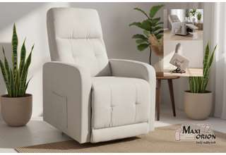 Elektrické relaxační křeslo pro seniory se zvedacím mechanismem - Světle béžové