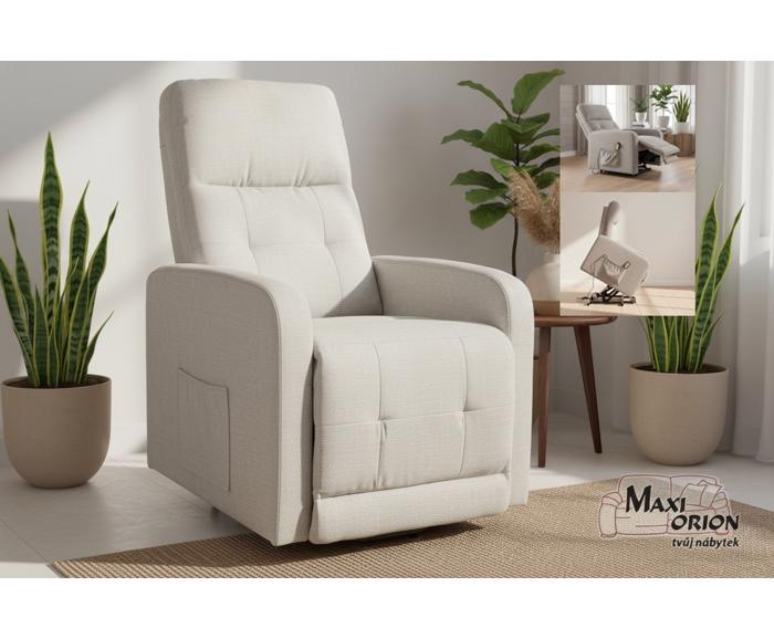 Fotogalerie Elektrické relaxační křeslo pro seniory se zvedacím mechanismem - Světle béžové