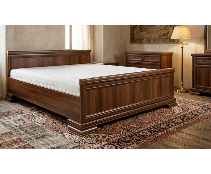 Rustikální postel KORA KLS2 180x200 cm, dekor Samoa King v interiéru ložnice