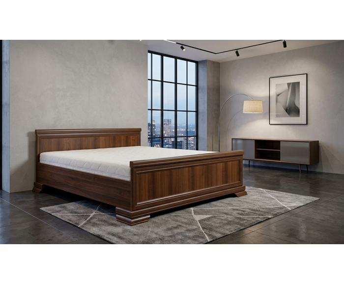 Rustikální postel KORA KLS2 160x200 v interiéru moderní ložnice