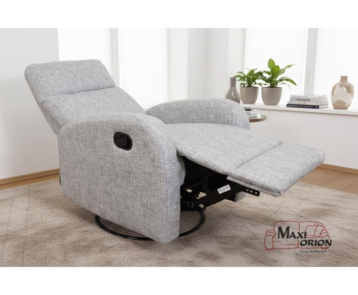 Relaxační polohovací křeslo OLIMP šedé v moderním interiéru - lůžko 160 cm