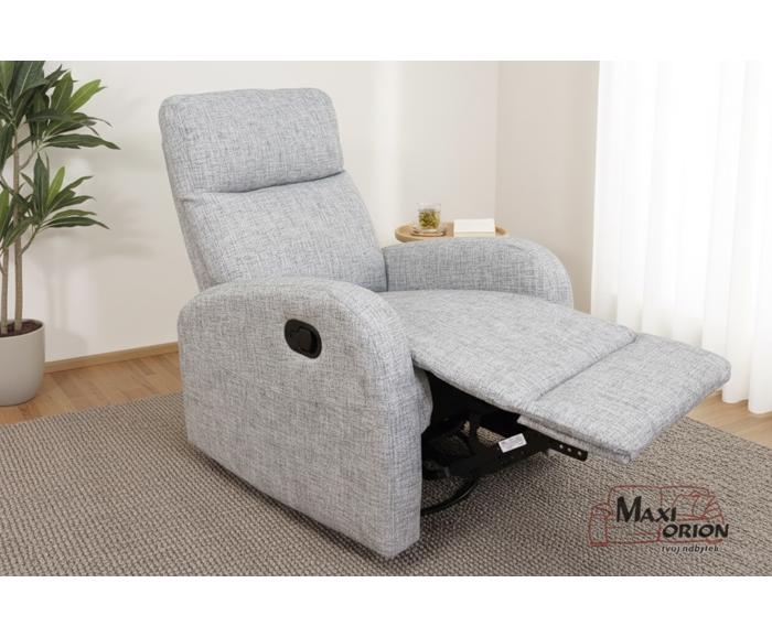 Relaxační polohovací křeslo OLIMP šedé v moderním interiéru rozklad