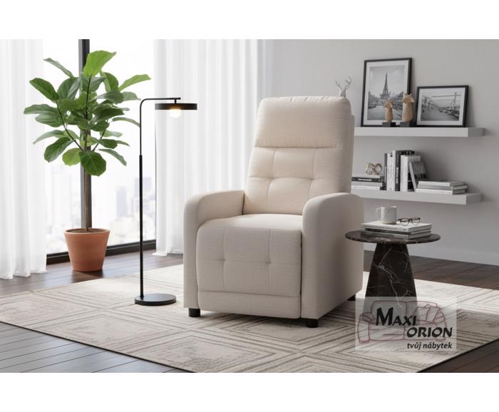 Relaxační polohovací křeslo Alan – světle béžové v moderním interiéru