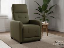 Fotogalerie Relaxační polohovací křeslo Alan – olivové (nosnost 150 kg)
