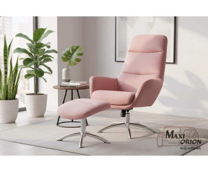 Fotogalerie Relaxační křeslo s podnožkou NIXON – antická růžová