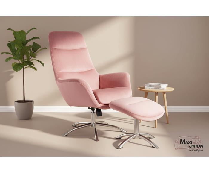 Fotogalerie Relaxační křeslo s podnožkou NIXON – antická růžová