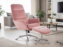Fotogalerie Relaxační křeslo s podnožkou NIXON – antická růžová