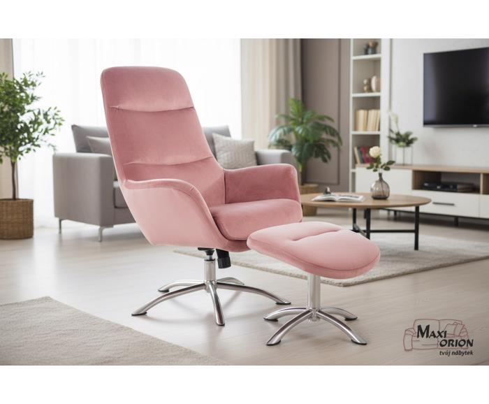 Fotogalerie Relaxační křeslo s podnožkou NIXON – antická růžová
