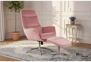 Relaxační křeslo s podnožkou NIXON – antická růžová