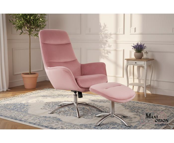 Fotogalerie Relaxační křeslo s podnožkou NIXON – antická růžová