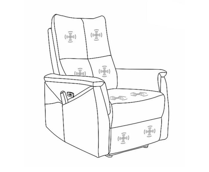 Masážní elektrické křeslo Oáza Velvet - rozmístění masážních bodů