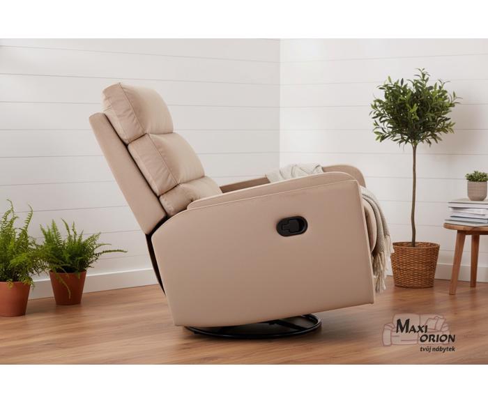 Fotogalerie Relaxační otočné a houpací křeslo Velvet – béžové, pro seniory 