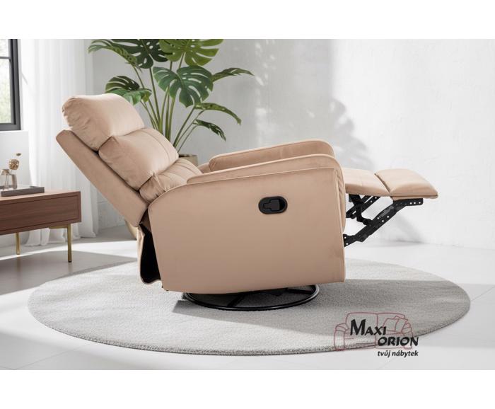 Fotogalerie Relaxační otočné a houpací křeslo Velvet – béžové, pro seniory 