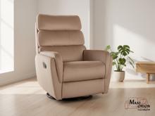 Fotogalerie Relaxační otočné a houpací křeslo Velvet – béžové, pro seniory 