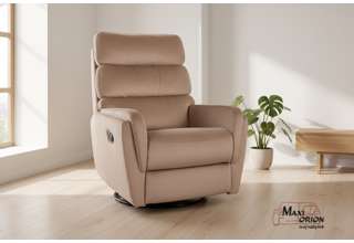 Relaxační otočné a houpací křeslo Velvet – béžové, pro seniory 