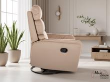 Fotogalerie Relaxační otočné a houpací křeslo Velvet – béžové, pro seniory 