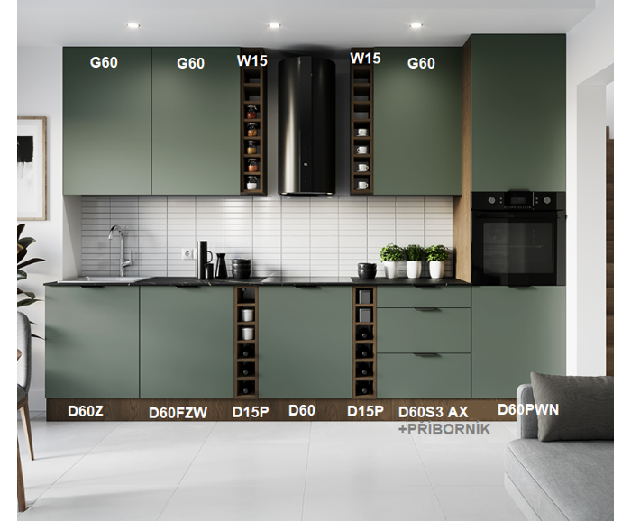 Fotogalerie Rovná kuchyňská linka Sorello 330 cm